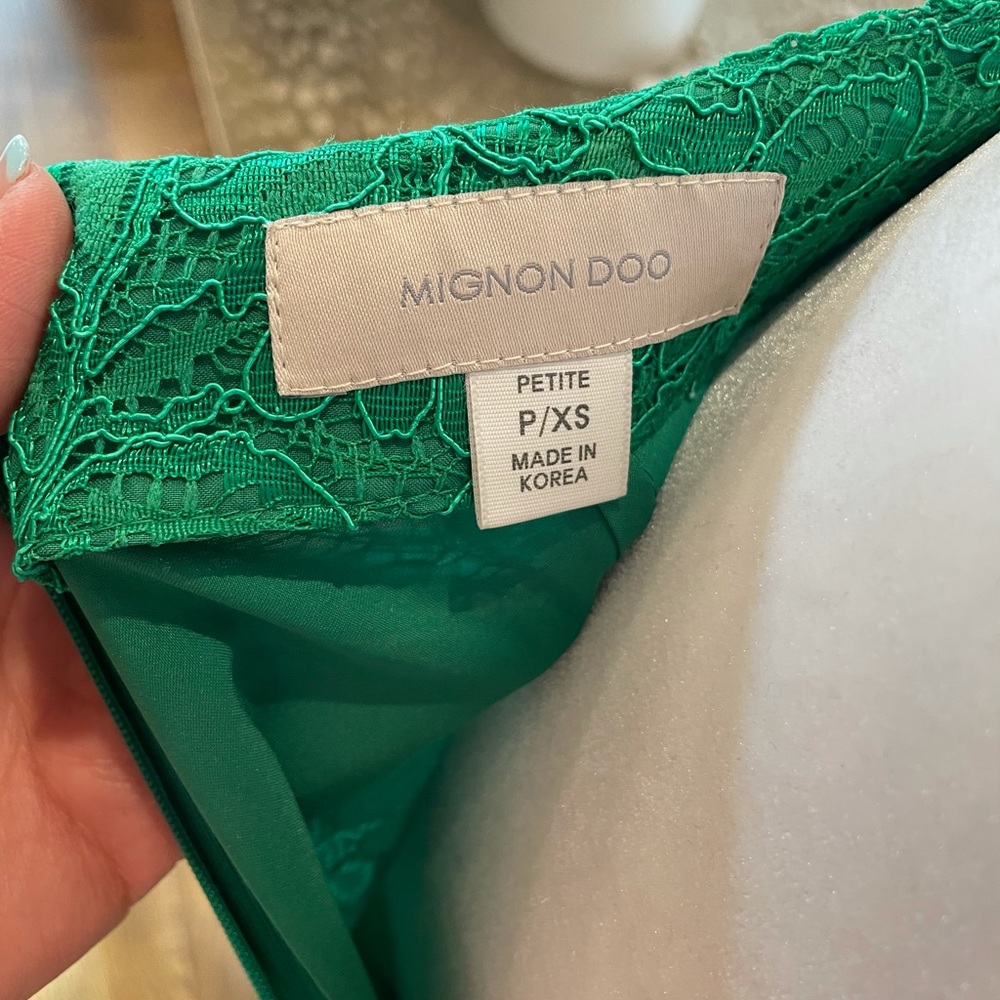 Anthropologie Mignon Doo green lace-veiled pencil skirt - Picture 8 of 9
